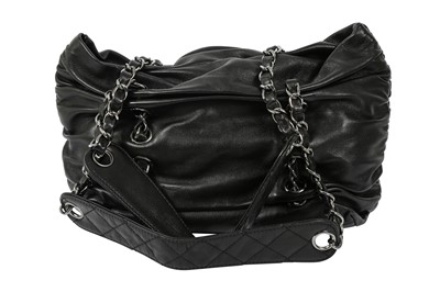 Lot 470 - Chanel Black Ruched CC Logo Small Shoulder Bag