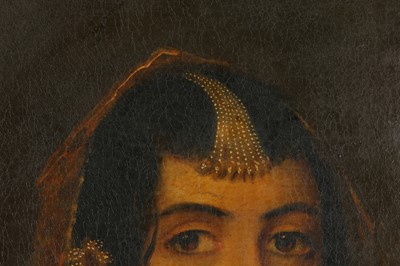 Lot 222 - A SEATED PORTRAIT OF A YOUNG LADY OF TITLE WEARING TRADITIONAL INDIAN JEWELS