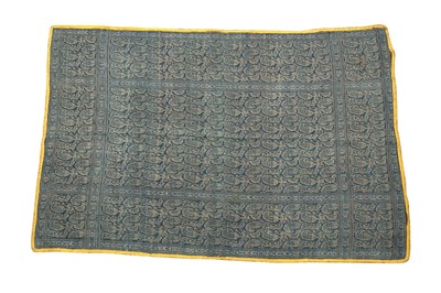 Lot 385 - A NORWICH EMBROIDERED KASHMIRI-STYLE MOON SHAWL AND A YAZD BLUE TERMEH PRAYER MAT