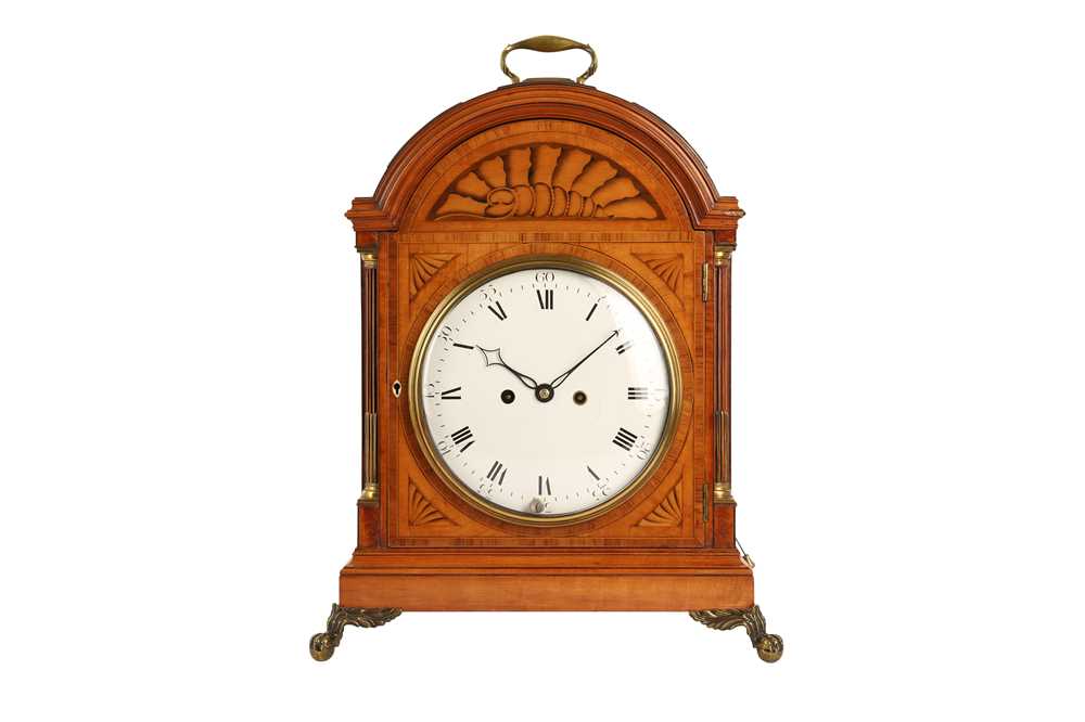 Lot 312 - A FINE AND RARE LATE 18TH CENTURY SATINWOOD TABLE CLOCK BY THOMAS WRIGHT, 'WATCHMAKER TO THE KING'