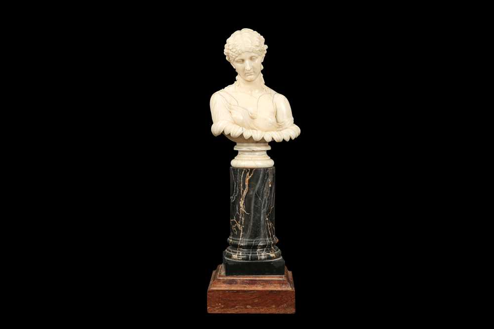 Lot 3 - A 19TH CENTURY DIEPPE IVORY BUST OF CLYTIE, AFTER THE ANTIQUE