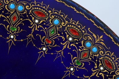 Lot 244 - A LATE 19TH CENTURY SEVRES STYLE ENAMELLED AND 'JEWELLED' PLATE