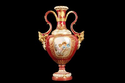 Lot 173 - A LATE 19TH / EARLY 20TH CENTURY SEVRES STYLE PORCELAIN VASE