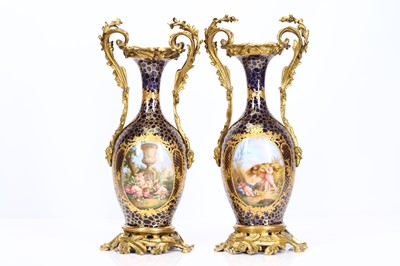 Lot 63 - JOSEPH RENE BINET (FRENCH, 1866-1911): A VERY FINE PAIR OF LATE 19TH CENTURY SEVRES STYLE PORCELAIN URNS