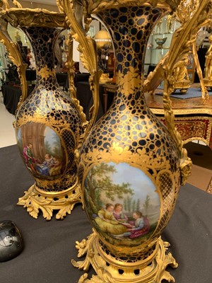 Lot 63 - JOSEPH RENE BINET (FRENCH, 1866-1911): A VERY FINE PAIR OF LATE 19TH CENTURY SEVRES STYLE PORCELAIN URNS