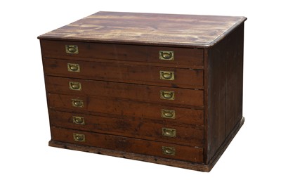 Lot 133 - A Victorian stained pine campaign-style plan chest