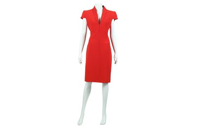Lot 14 - Alexander McQueen Red Crepe Zip Front Dress - Size 44