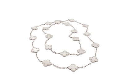 Lot 194 - Van Cleef & Arpels | A white gold and mother-of-pearl 'Alhambra' necklace