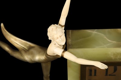 Lot 165 - FERDINAND PREISS (1882-1943): A RARE CLOCK MOUNTED WITH DANCING GIRLS  'BUTTERFLY DANCERS'