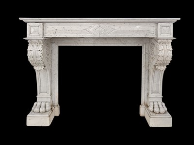 Lot 136 - A GEORGE II STYLE MARBLE CHIMNEYPIECE