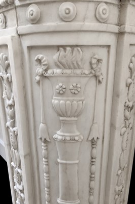 Lot 113 - A RENAISSANCE REVIVAL STYLE CARVED MARBLE CHIMNEYPIECE