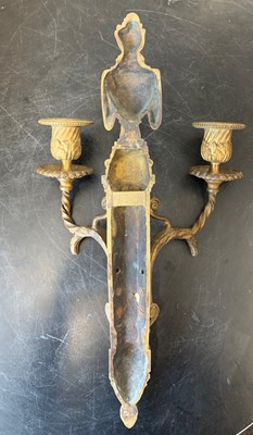 Lot 102 - A PAIR OF 19TH CENTURY FRENCH GILT BRONZE LOUIS XVI STYLE TWIN BRANCH WALL LIGHTS