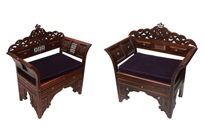 Lot 61 - A PAIR OF CARVED MOROCCAN CHAIRS, LATE 20TH CENTURY