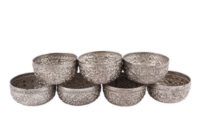 Lot 208 - A GROUP OF SEVEN MID TO LATE 20TH CENTURY THAI UNMARKED SILVER BOWLS