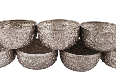 Lot 208 - A GROUP OF SEVEN MID TO LATE 20TH CENTURY THAI UNMARKED SILVER BOWLS
