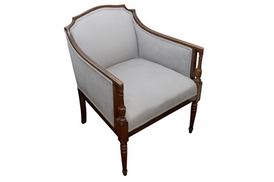 Lot 158 - A CONTINENTAL  MAHOGANY BERGERE ARMCHAIR, 19TH CENTURY