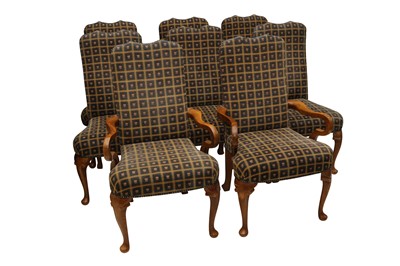 Lot 162 - A SET OF EIGHT GEORGE I STYLE BEECH DINING CHAIRS, LATE 20TH CENTURY