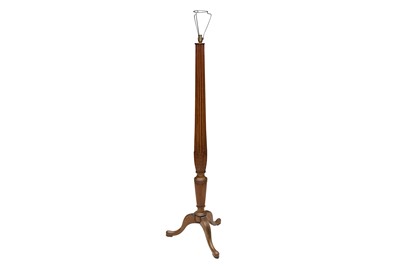 Lot 1096 - A MAHOGANY STANDARD LAMP, CONVERTED FROM A TORCHERE, EARLY 20TH CENTURY