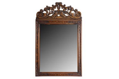 Lot 314 - AN 18TH CENTURY STYLE FRUITWOOD MIRROR, 20TH CENTURY