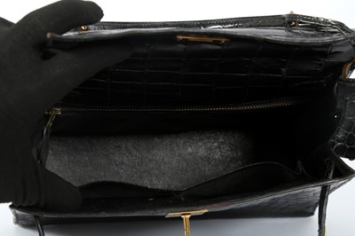 Lot 326 - Hermes Black Shiny Crocodile Kelly Selier 28