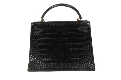 Lot 326 - Hermes Black Shiny Crocodile Kelly Selier 28