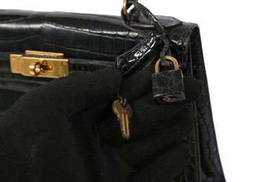 Lot 326 - Hermes Black Shiny Crocodile Kelly Selier 28