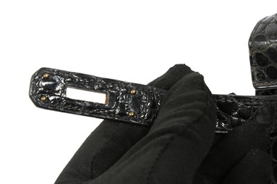 Lot 326 - Hermes Black Shiny Crocodile Kelly Selier 28
