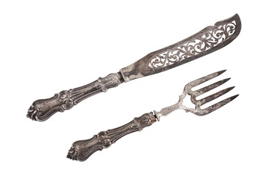 Lot 236 - A PAIR OF VICTORIAN STERLING SILVER FISH SERVERS, BIRMINGHAM 1851 BY JOHN GAMMAGE