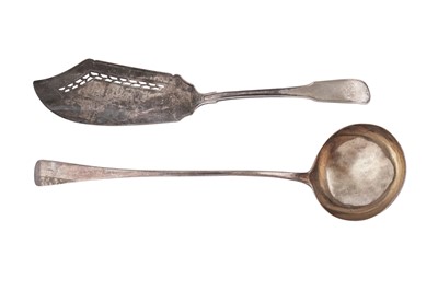 Lot 237 - A GEORGE III STERLING SILVER FISH SLICE, LONDON 1801 BY THOMAS PEACOCK