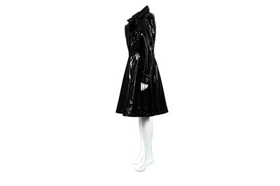 Lot 426 - Thierry Mugler Black Vinyl Flared Trench Coat - Size 44