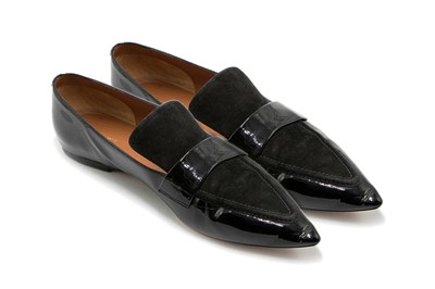 Lot 445 - Celine Black Pointed Toe Flat Loafers - Size 40