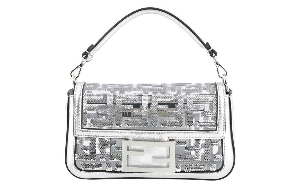 Lot 451 - Fendi Silver PVC Transparent Sequin Mini Baguette Bag