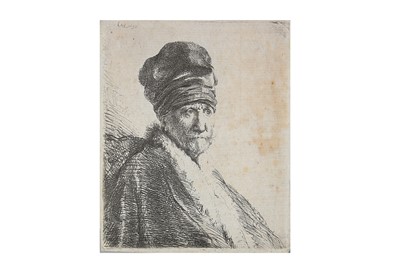 Lot 1713 - Rembrandt.- Bust of a Man wearing a high cap