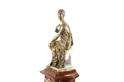 Lot 73 - A FINE THIRD QUARTER 19TH CENTURY FRENCH SILVERED BRONZE AND MARBLE FIGURAL CLOCK