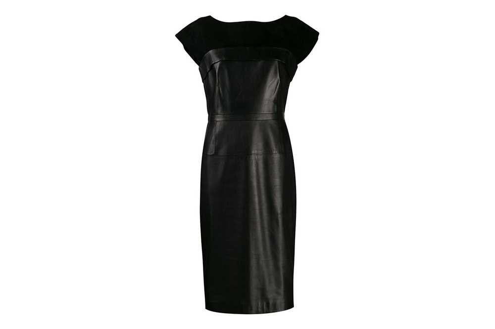 Lot 423 - Gucci Black Leather And Suede Panel Dress