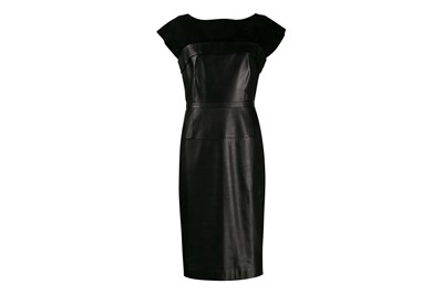Lot 423 - Gucci Black Leather And Suede Panel Dress - Size 42