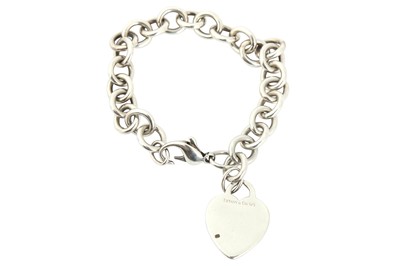 Lot 460 - Tiffany & Co. Silver Chain Link Heart Bracelet