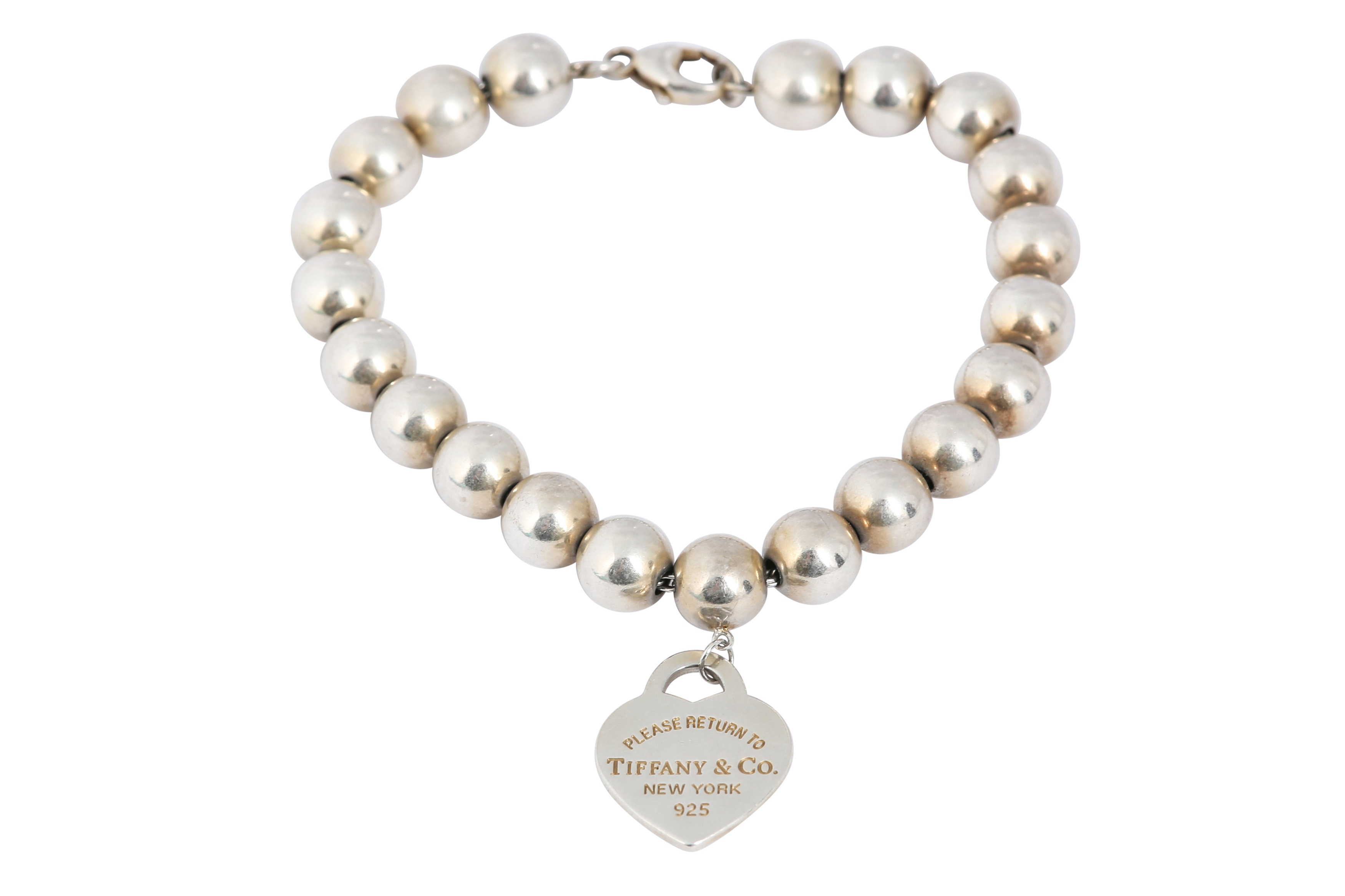 Lot 461 Tiffany & Co. Silver Heart Beaded Bracelet