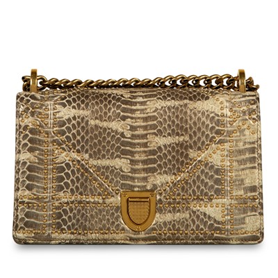 Lot 299 - Christian Dior Gold Python Small Diorama Bag