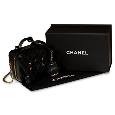 Lot 328 - Chanel Black CC Filigree Vanity Case Small