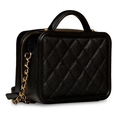 Lot 328 - Chanel Black CC Filigree Vanity Case Small