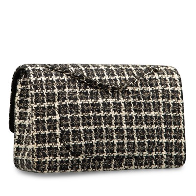 Lot 367 - Chanel Black Tweed Medium Classic `Double Flap Bag