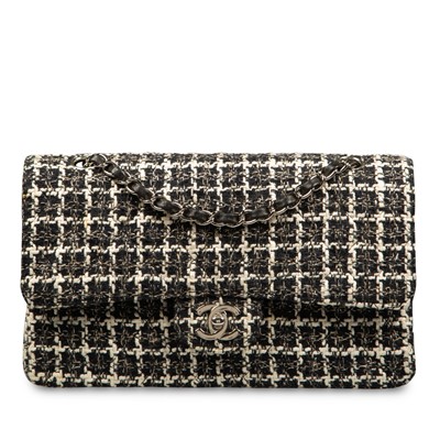 Lot 367 - Chanel Black Tweed Medium Classic `Double Flap Bag