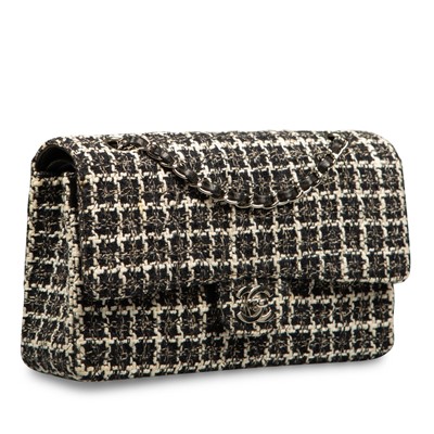 Lot 367 - Chanel Black Tweed Medium Classic `Double Flap Bag