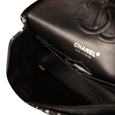 Lot 367 - Chanel Black Tweed Medium Classic `Double Flap Bag