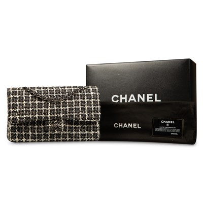 Lot 367 - Chanel Black Tweed Medium Classic `Double Flap Bag