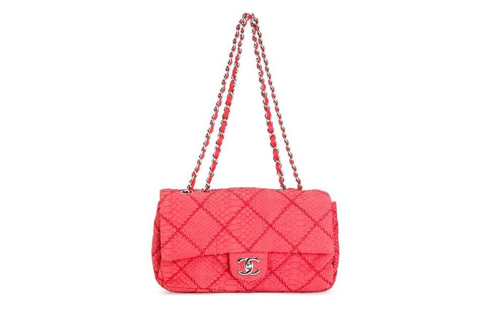Lot 6 - Chanel Red Python 2.55 Flap Bag