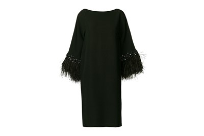 Lot 425 - Valentino Black Feather Bell Sleeved Shift Dress