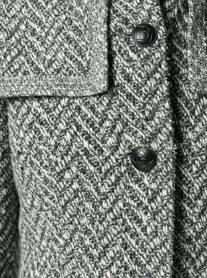 Lot 348 - Chanel Herringbone Wool Tweed Jacket - Size 42