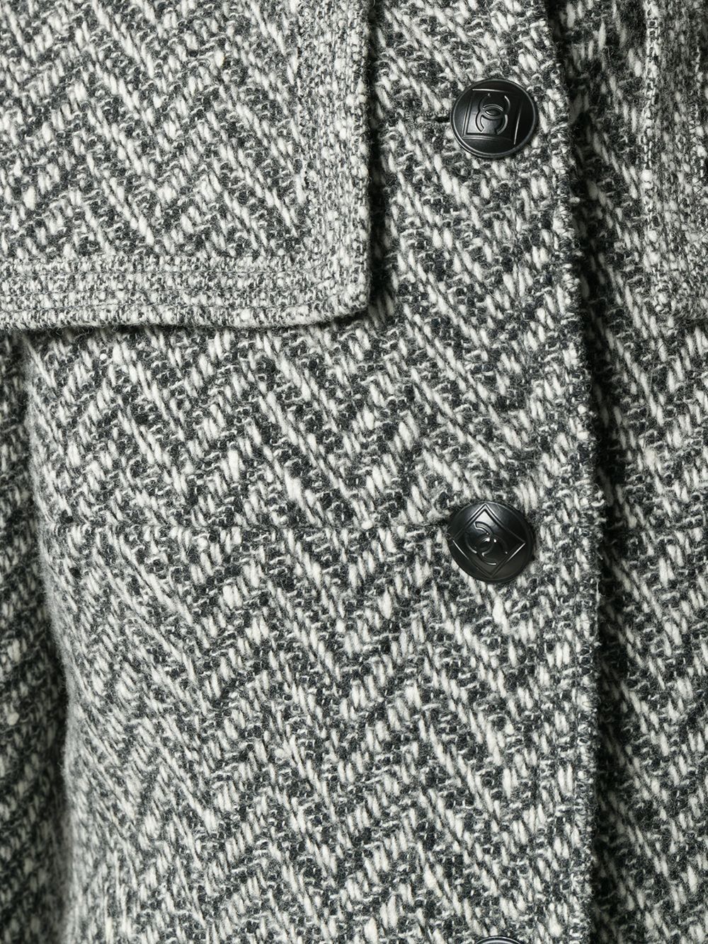 Lot 348 - Chanel Herringbone Wool Tweed Jacket - Size